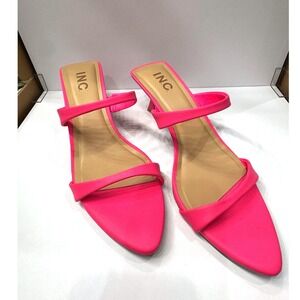 Pink Heeled Sandals Womens Size 8M Pointed Toe Slip On Strappy Heels Barbie